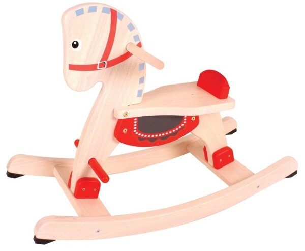 Klassisches Schaukelpferd aus Kautschukholz für Kinder ab 1 Jahr