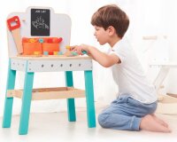 Massive Kautschukholz Werkbank mit 4 Holzwerkzeugen und Zubehör für kreative Projekte