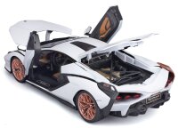 Lamborghini Sian FKP 37 1/18 Model Car White with Opening Doors and Steering