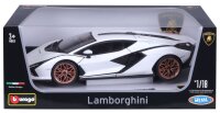 Lamborghini Sian FKP 37 1/18 Model Car White with Opening Doors and Steering