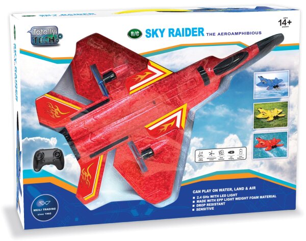 Sky Raider Flugzeug 2.4 GHz rot für Einsteiger mit LED und starkem Akku