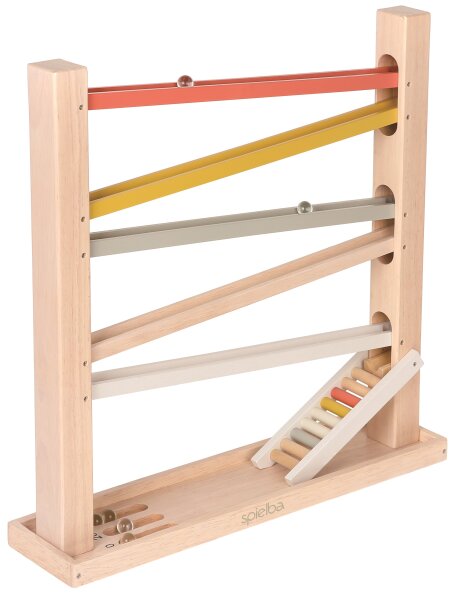 Klassische Kugelbahn aus FSC-Holz mit 6 bunten Murmeln für Kinder