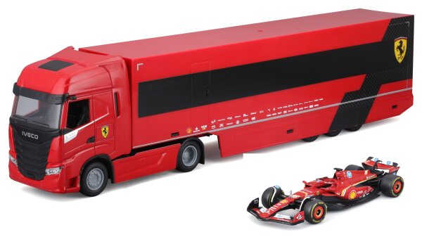 Ferrari S-Way Autotransporter mit 2 Ferrari SF23 Modellen 1:43 von Bburago
