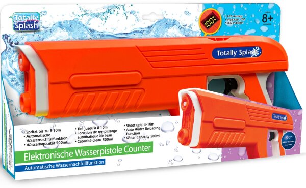 Splash Elektronische Wasserpistole mit Wasserstandsanzeige und USB-C Aufladung