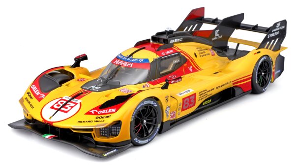 Ferrari 499P 2024 1/18 Gelb Modellauto mit Öffnenden Türen und Federung