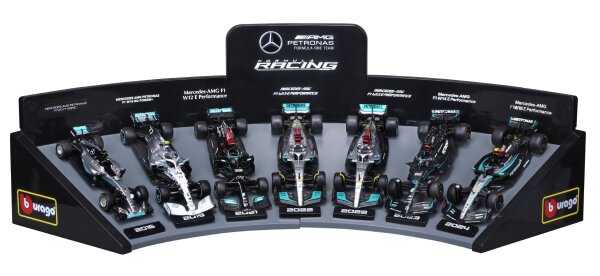 F1 7er-Set Displaykurve Mercedes AMG Petronas 1/43 für Sammler