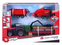 Massey Ferguson Traktor-Set mit 3 Anhängern von...