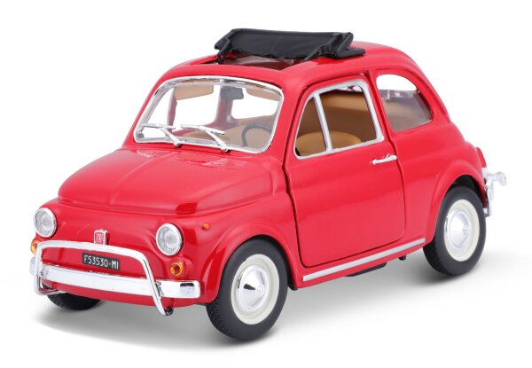 Fiat 500 L 1968 1/24 Rot Modellauto mit Öffnenden Türen und Steuer