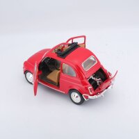 Fiat 500 L 1968 1/24 Rot Modellauto mit Öffnenden Türen und Steuer