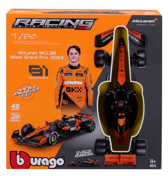 McLaren F1 MCL38 1/24 Modellbausatz Piastri 2024 - Metall, schraubbar, leimfrei