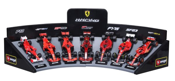 F1 7er-Set Displaykurve Ferrari 1/43 mit 7 Formel 1-Autos der Jahre 2010-2024