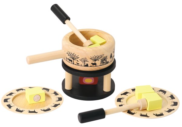 Nachhaltiges Fondue Set mit Teller und Gabeln für Kinder und Familie