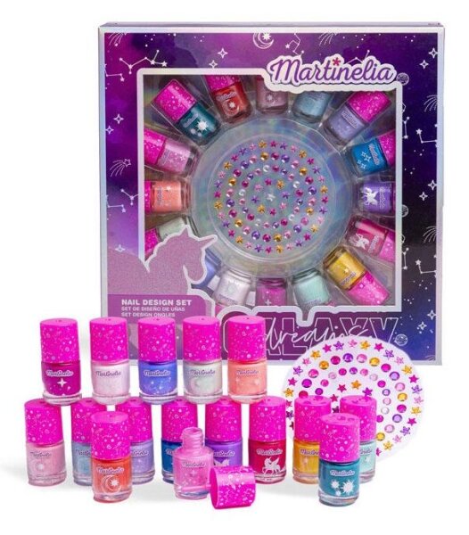 Galaxy Dreams Glitzer Nagellack Set mit 16 Farben und Edelstein-Aufkleber