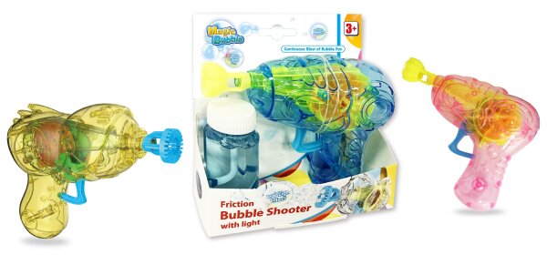 Friction Shooter mit Licht und 50 ml Seifenblasenflüssigkeit von Magic Bubble