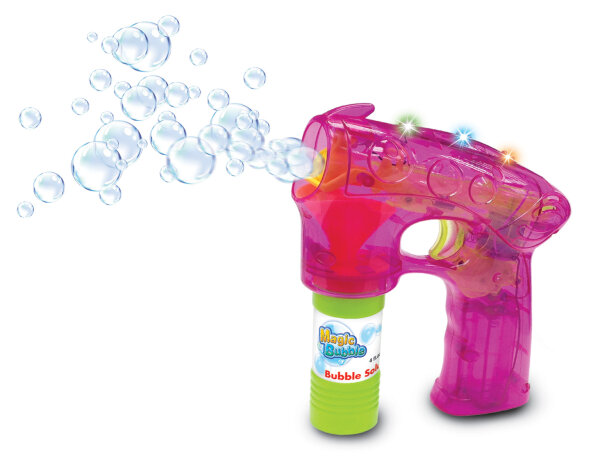 Coole Seifenblasenpistole mit Licht in Pink und Blau - Wanna Bubbles