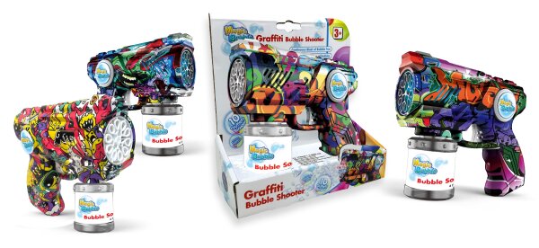 Cooler Graffiti Blaster von Magic Bubble mit 110 ml Seifenblasenflüssigkeit