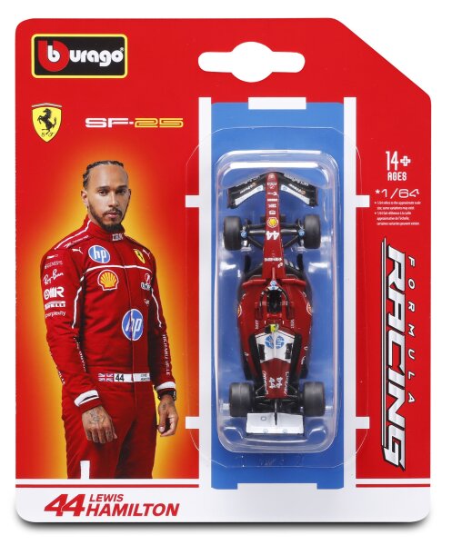 Ferrari F1 SF-25 1/64 Hamilton 2025 Modell von Bburago in Blisterkarte