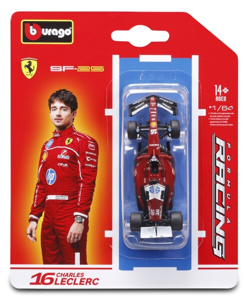 Ferrari F1 SF-25 1/64 Leclerc 2025 Modell von Bburago detailgetreu in Blisterkarte