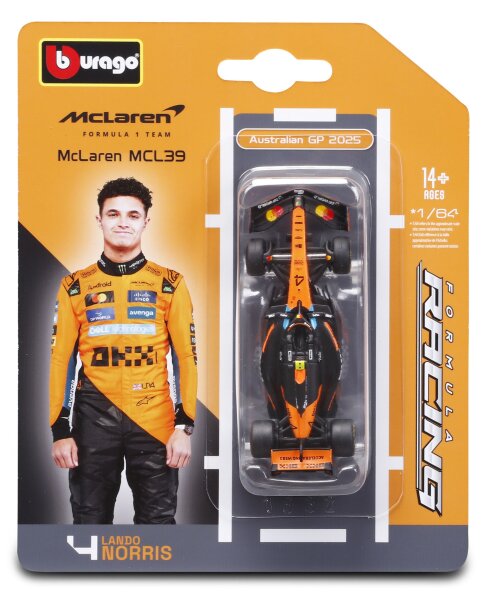 McLaren F1 MCL39 1/64 Norris 2025 Modell von Bburago in Blisterkarte