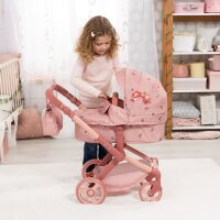 Kombi-Puppenwagen Xeo altrosa mit höhenverstellbarem Griff und Schwenkschieber
