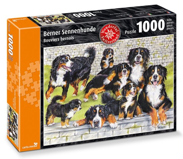Puzzle 1000 Teile Berner Sennenhunde 70x50cm von Carta Media