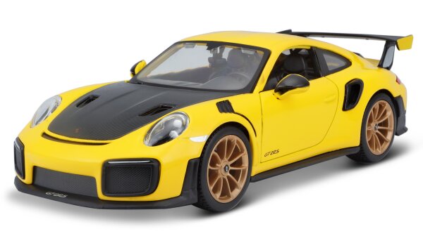 Porsche 911 GT2 RS 1/24 Modellauto gelb von Maisto lizenziert und detailgetreu