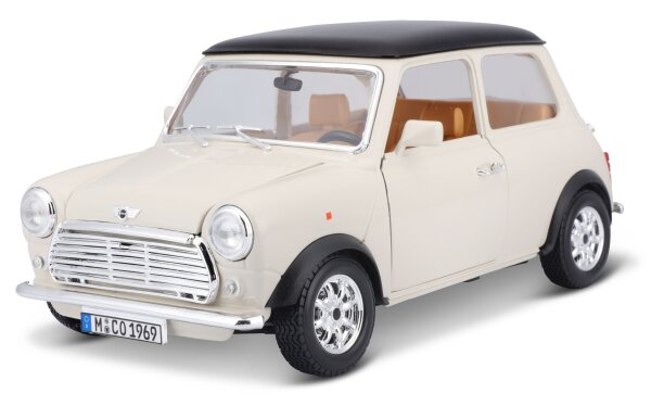 Mini Cooper 1969 1/18 Beige Modellauto mit Öffnenden Türen und Steuer