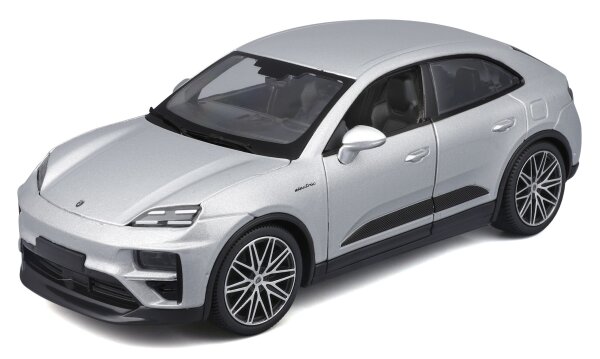 Porsche Macan 4 Electric 1/24 Silber Modellauto mit Öffnenden Türen und Steuer