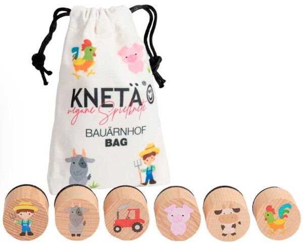 KNETÄ Holzstempel-Set Dinoz für Kinder ab 1 Jahr - Bauernhof Motive