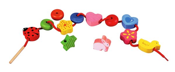 Fädel-Perlen Set 12 Teile für motorische Förderung und kreatives Spielen