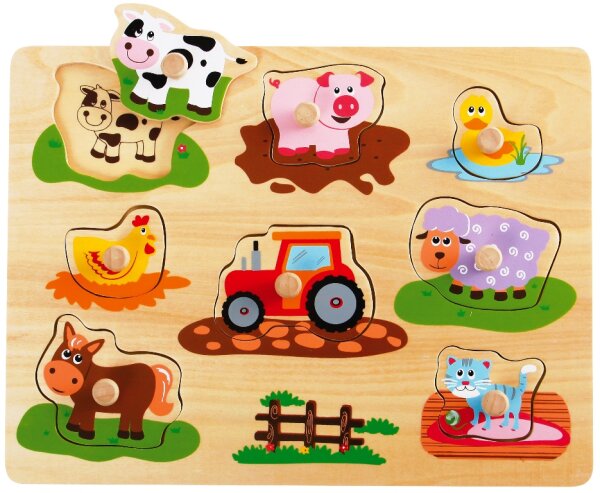 Animal Farm Puzzle with Handle for Kids - 8 Pieces