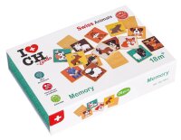 Schweizer Memory Spiel 28 Teile mit Holzkarten - Entdecke die Tierwelt!