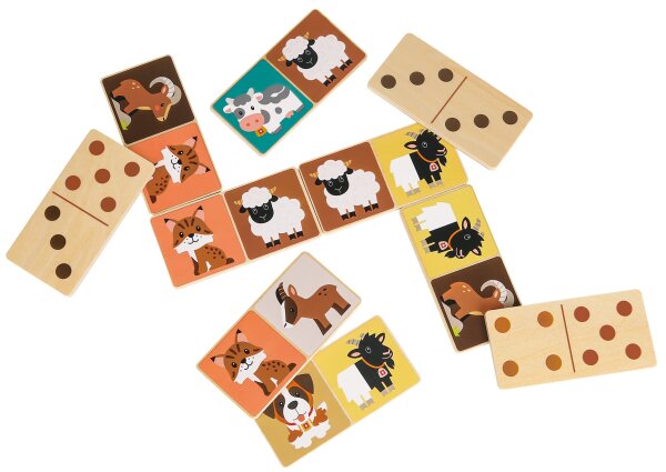 Schweizer Domino 28 Stück mit herzigen Tiermotiven für Spiel und Spaß