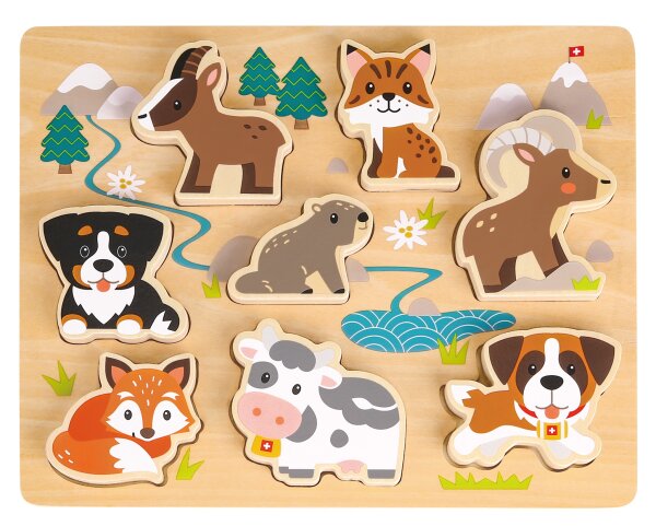 3D Puzzle Schweizer Tiere für Kinder - Lernspielzeug mit Motorikförderung