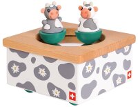 Hübsche Holz-Musikdose Kuh mit herzigen Figuren und...