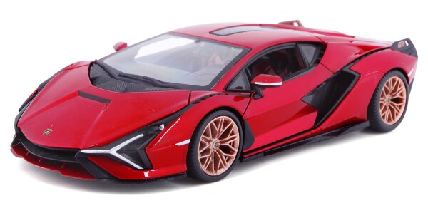 Lamborghini Sian FKP 37 1/24 rot hochwertiges Modellauto mit funktionierendem Steuer
