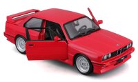 BMW M3 E30 1988 Modellauto 1:24 rot mit funktionierendem Steuer und Öffnungsfunktionen