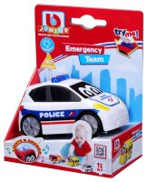 Kleine Rettungsfahrzeuge mit Freilauf, Blaulicht und Sirene für BB Junior