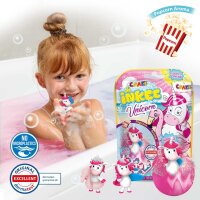 Überraschungs-Badekugel Unicorn Beach mit Popcorn Duft und Einhorn-Sammelspaß