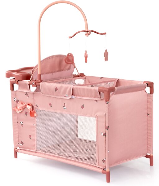Multibett für Puppen bis 46cm mit Hochstuhl und Wickelbereich