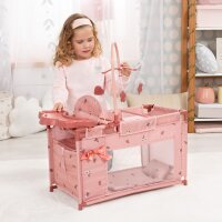 Multibett für Puppen bis 46cm mit Hochstuhl und Wickelbereich