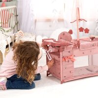 Multibett für Puppen bis 46cm mit Hochstuhl und Wickelbereich
