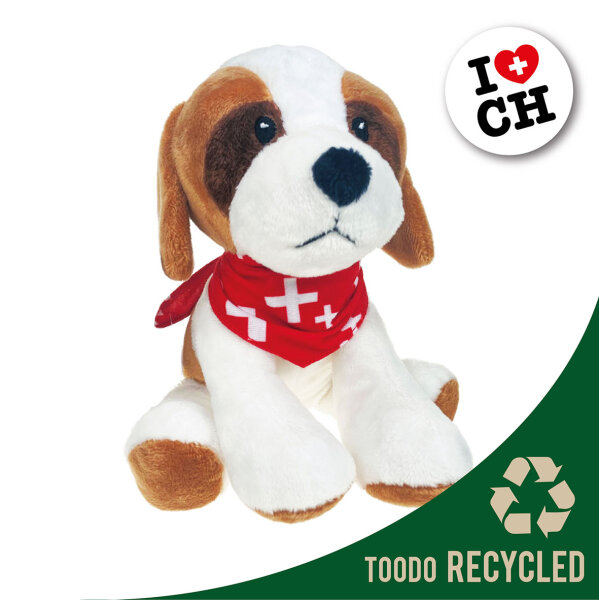 Swiss Line Bernhardiner Plüschtier mit Schal aus 100% recyceltem Polyester