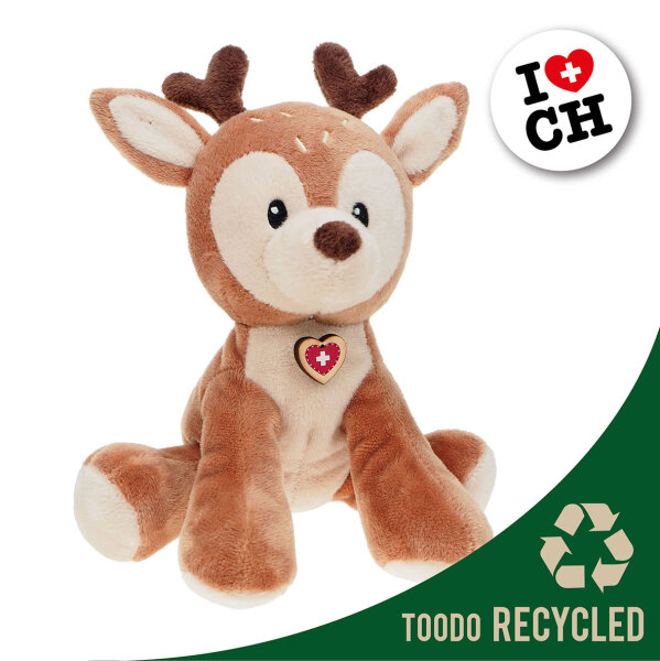Swiss Line Reh mit Herz 18cm aus 100% recyceltem Polyester