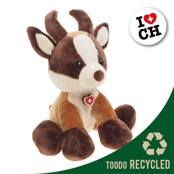 Swiss Line Gämse mit Herz 18cm aus 100% recyceltem Polyester