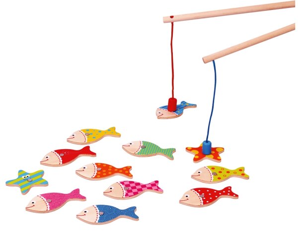 Angelspiel mit 12 Fischen und Seesternen für Kinder - Motorik und Koordination fördern