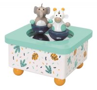 Wooden Music Box Elephant & Giraffe with Dancing...