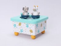 Musikdose Elefant & Giraffe aus Holz mit tanzenden Figuren und beruhigender Melodie