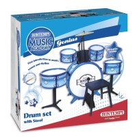 Blue Drum Set with Pedal, 5 Drums, Cymbals and Stool