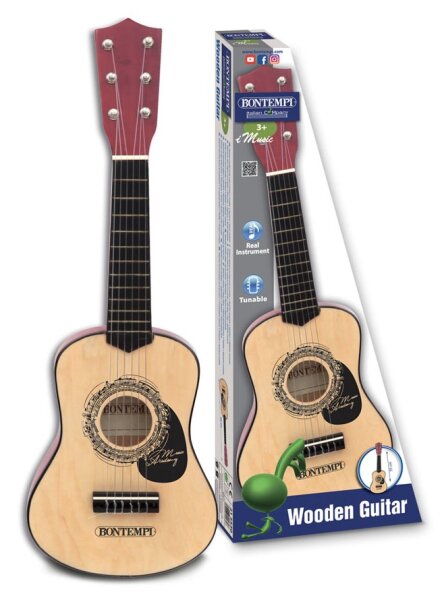 Klassische 55cm Holzgitarre mit 6 Saiten und Plektron für realistischen Sound